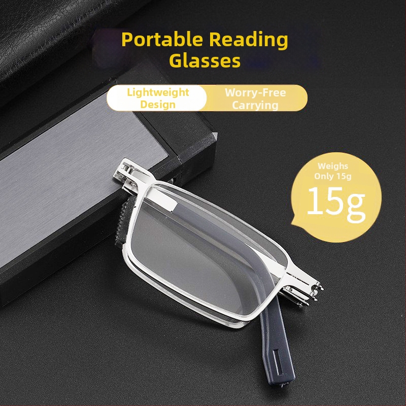 Čitateľské okuliare s šošovkami z živice, proti modrému svetlu, plný rám, kovový rám, bez podpory na blízko