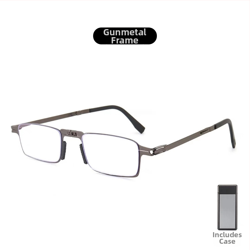 Skaitymo akiniai su dervos lęšiais, anti-mėlynos šviesos filtru, pilno rėmo metalinis rėmas, be artimo regėjimo palaikymo