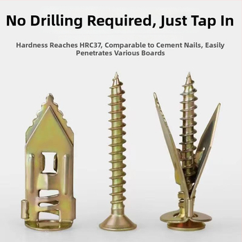 Разширителен винт за гипсокартон, едночастен ударен тип, 65Mn стомана, цветно цинково покритие, клас A, 8.8 производителност