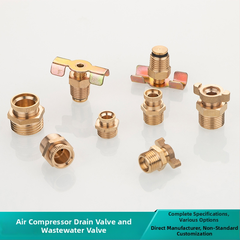 Vario drenažo vožtuvas oro kompresoriui, rankinis valdymas, vienakryptė srautas, vandens nutekėjimas