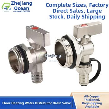 Drenážny ventil pre podlahové vykurovanie, meď, niklované povrchové úpravy, závitová montáž, pre vodu