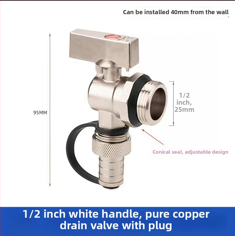 Drenážny ventil pre podlahové vykurovanie, meď, niklované povrchové úpravy, závitová montáž, pre vodu
