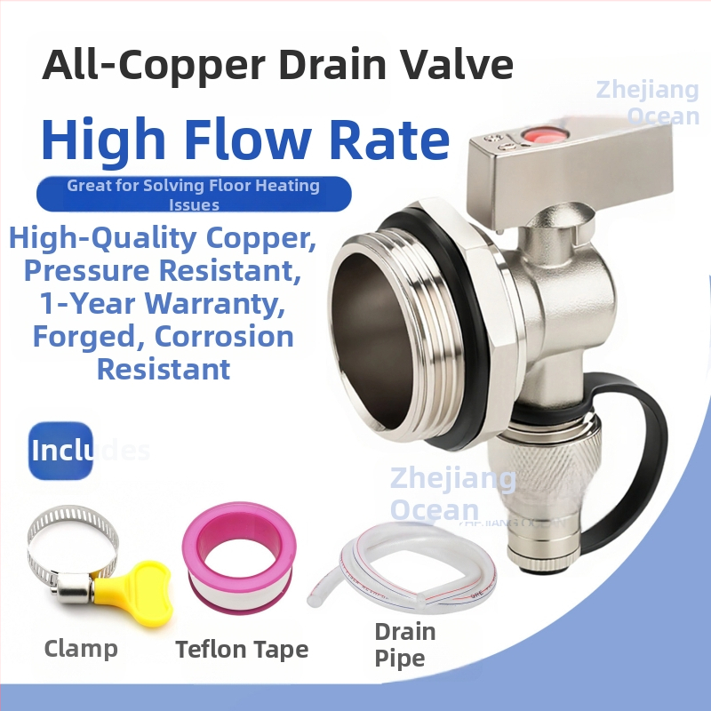 Drenážny ventil pre podlahové vykurovanie, meď, niklované povrchové úpravy, závitová montáž, pre vodu