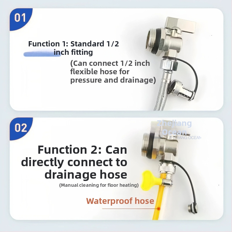 Drenážny ventil pre podlahové vykurovanie, meď, niklované povrchové úpravy, závitová montáž, pre vodu