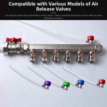 Pamata šildymo vamzdelis su oro išleidimo vožtuvu ir drenažo žarna