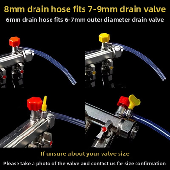 Pamata šildymo vamzdelis su oro išleidimo vožtuvu ir drenažo žarna
