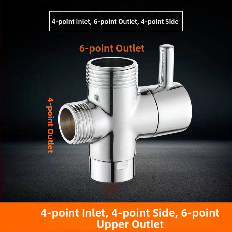 Trojcestný mosadzový odbočovací ventil sprchového kútu pre práčku, mosadzné telo, elektroplatovaný povrch, ručná montáž, pripojenie vody
