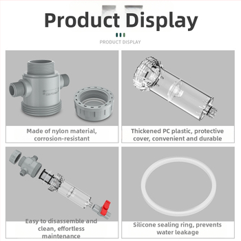 Išplėčiamas akvariumo filtras su 10–200 tinkleliu, nuosėdų kamera ir kamuoliukų vožtuvu (filtravimo medžiaga)