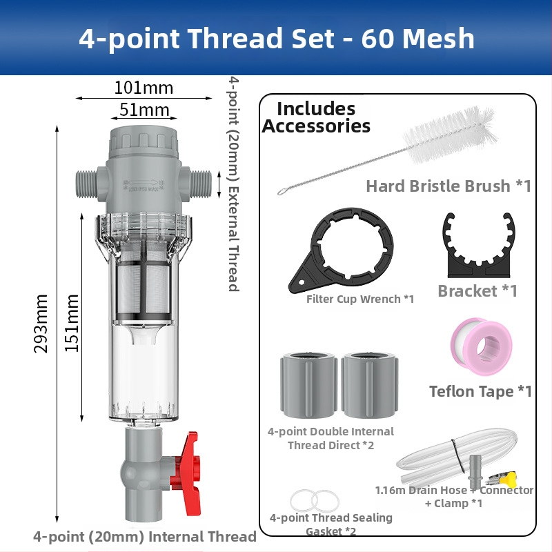Išplėčiamas akvariumo filtras su 10–200 tinkleliu, nuosėdų kamera ir kamuoliukų vožtuvu (filtravimo medžiaga)
