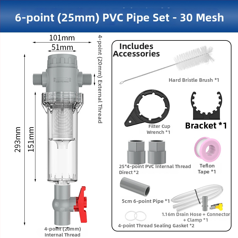 Išplėčiamas akvariumo filtras su 10–200 tinkleliu, nuosėdų kamera ir kamuoliukų vožtuvu (filtravimo medžiaga)