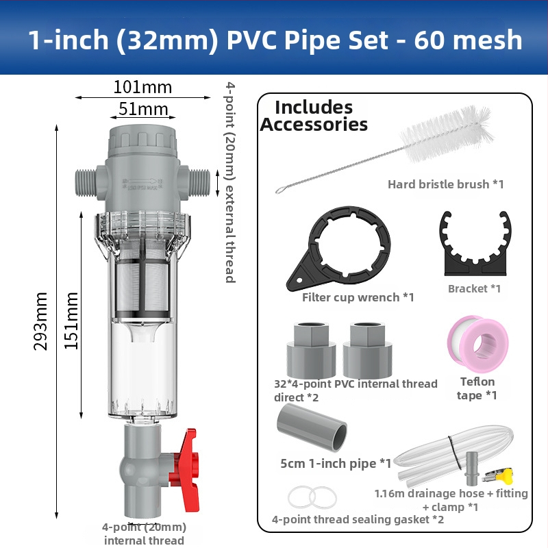 Išplėčiamas akvariumo filtras su 10–200 tinkleliu, nuosėdų kamera ir kamuoliukų vožtuvu (filtravimo medžiaga)