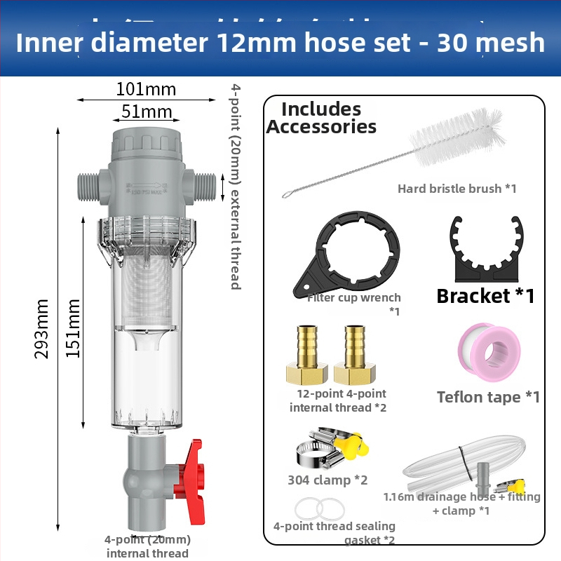 Išplėčiamas akvariumo filtras su 10–200 tinkleliu, nuosėdų kamera ir kamuoliukų vožtuvu (filtravimo medžiaga)