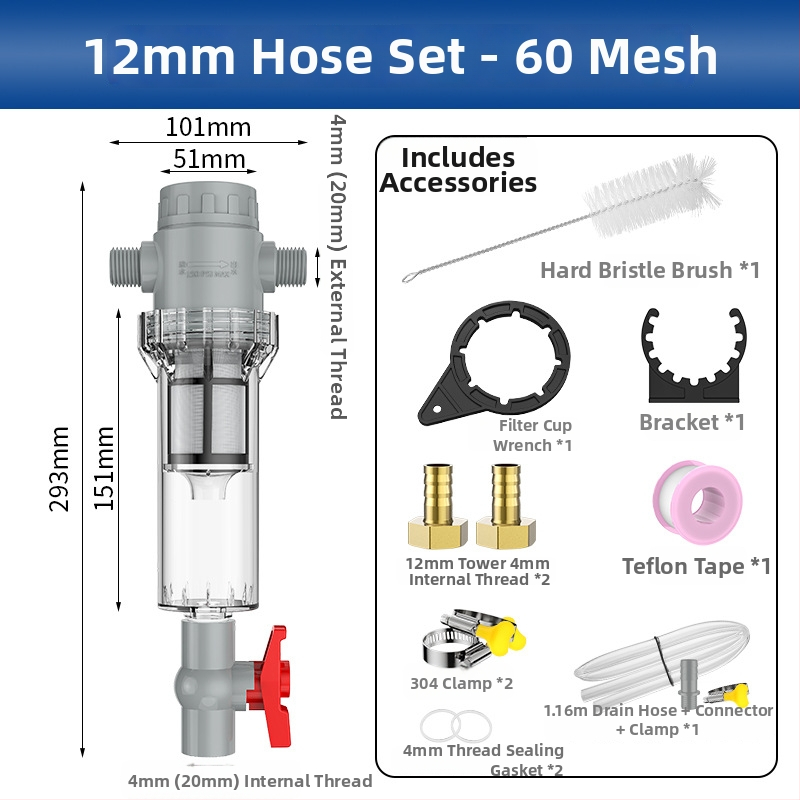 Išplėčiamas akvariumo filtras su 10–200 tinkleliu, nuosėdų kamera ir kamuoliukų vožtuvu (filtravimo medžiaga)
