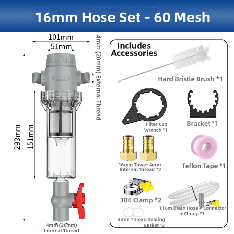 Išplėčiamas akvariumo filtras su 10–200 tinkleliu, nuosėdų kamera ir kamuoliukų vožtuvu (filtravimo medžiaga)