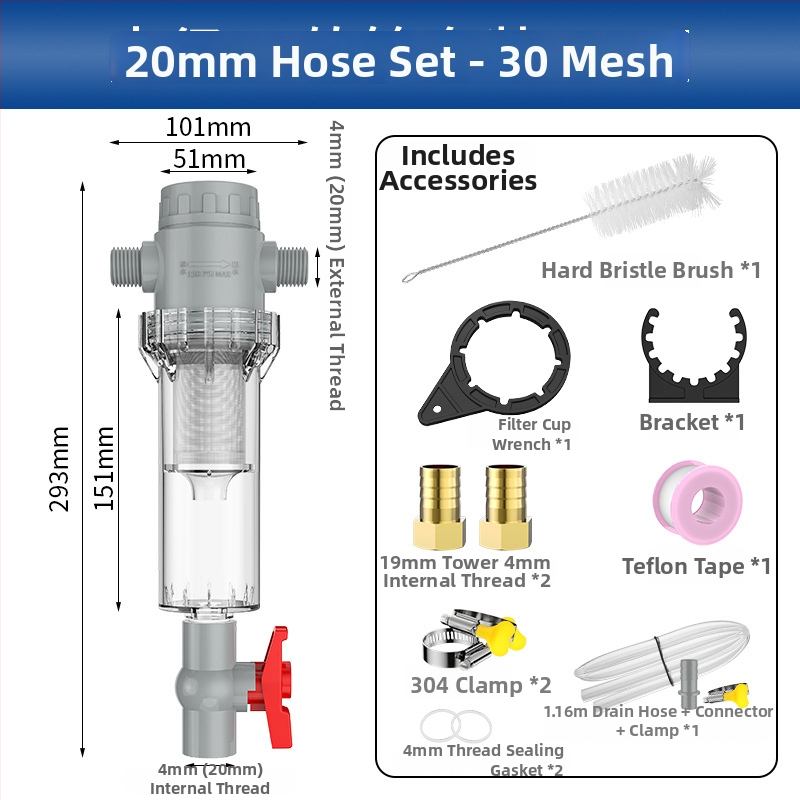 Išplėčiamas akvariumo filtras su 10–200 tinkleliu, nuosėdų kamera ir kamuoliukų vožtuvu (filtravimo medžiaga)