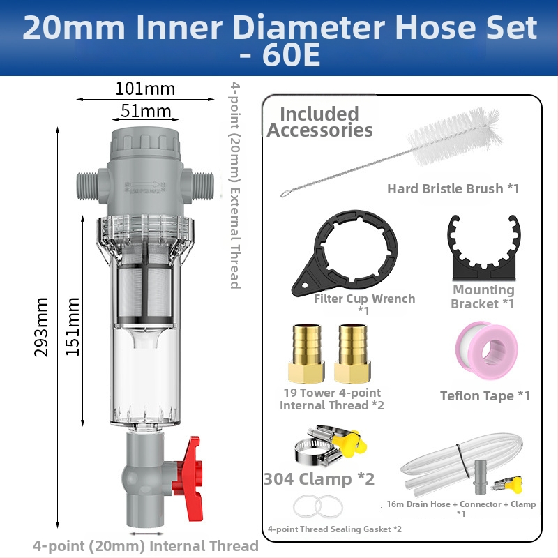 Išplėčiamas akvariumo filtras su 10–200 tinkleliu, nuosėdų kamera ir kamuoliukų vožtuvu (filtravimo medžiaga)