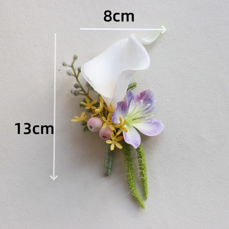 Vestuvinis riešo corsage iš šilko gėlių Calla Lily — dovana klasiokui