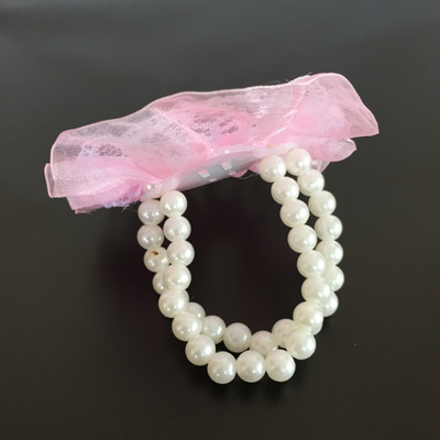 Perlų riešo žiedas nuotakoms, megztas iš siūlų, vestuvėms, į PP maišelį