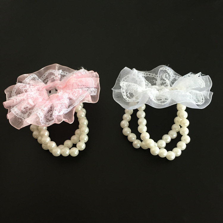 Perlų riešo žiedas nuotakoms, megztas iš siūlų, vestuvėms, į PP maišelį