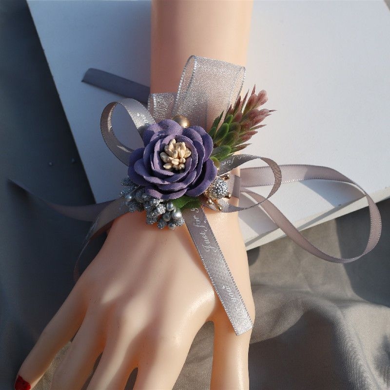 Korėjietiško stiliaus vestuvinė apyrankė su gėlėmis, skirta pamergėms ir artimoms draugėms, prabangus aksesuaras.