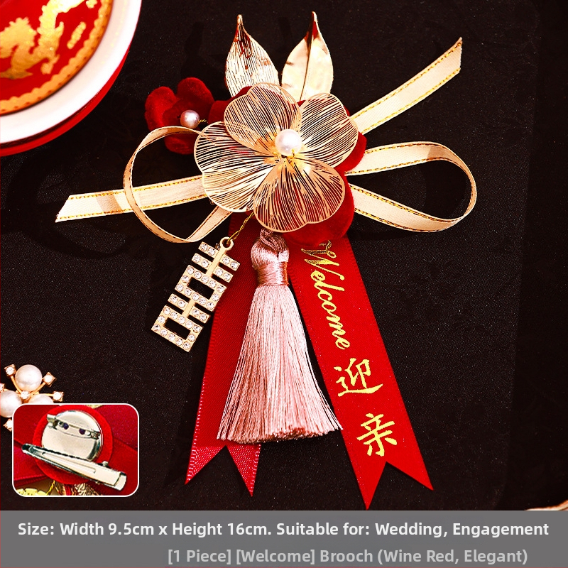 Kāzu corsage komplekts radiniekiem un viesiem — auduma piespraude, ķīniešu stils, kāzu vajadzībām, zīmols Orange nuo yibai