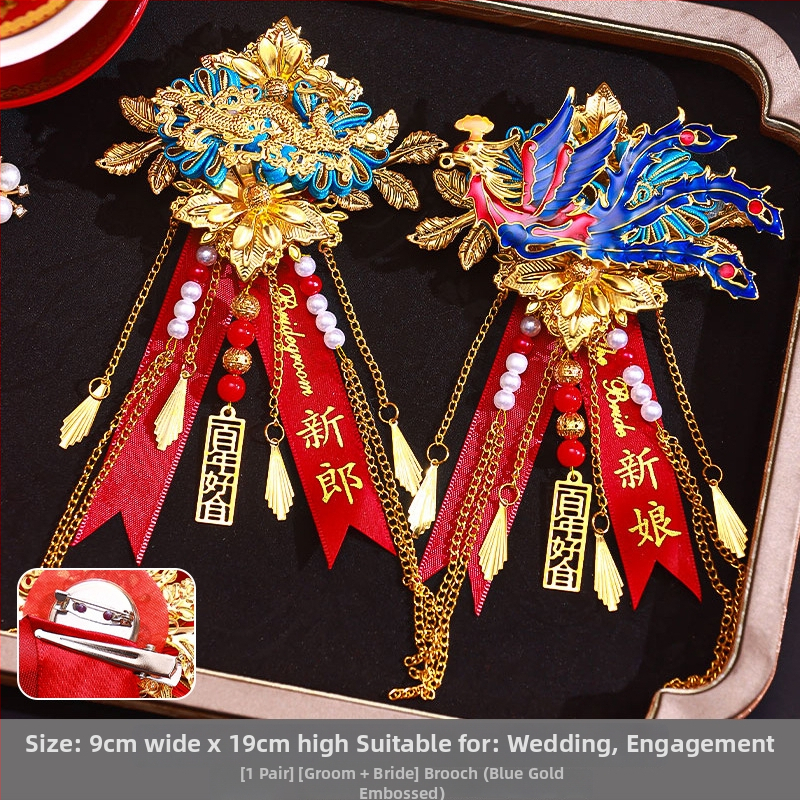 Kāzu corsage komplekts radiniekiem un viesiem — auduma piespraude, ķīniešu stils, kāzu vajadzībām, zīmols Orange nuo yibai