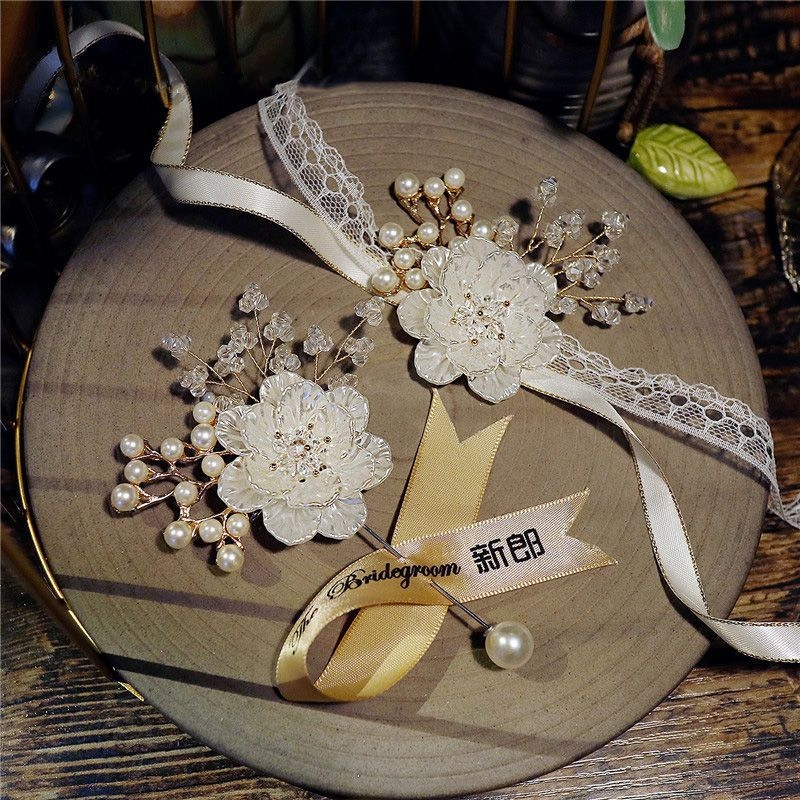 Сватбен комплект бутониери в корейски стил с горска тематика за младоженец и булка, броши за кумове, китки за шаферки и ръчно цвете за сестра (Стил: Корейски стил; Съдържание: Бутониери за младоженец и булка; Броши за кумове; Китки за шаферки; Ръчно цвете 