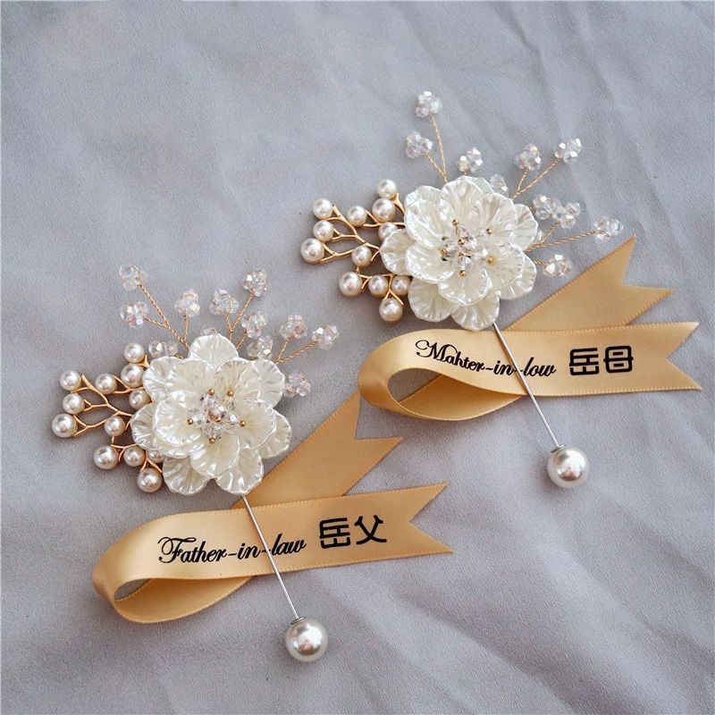 Сватбен комплект бутониери в корейски стил с горска тематика за младоженец и булка, броши за кумове, китки за шаферки и ръчно цвете за сестра (Стил: Корейски стил; Съдържание: Бутониери за младоженец и булка; Броши за кумове; Китки за шаферки; Ръчно цвете