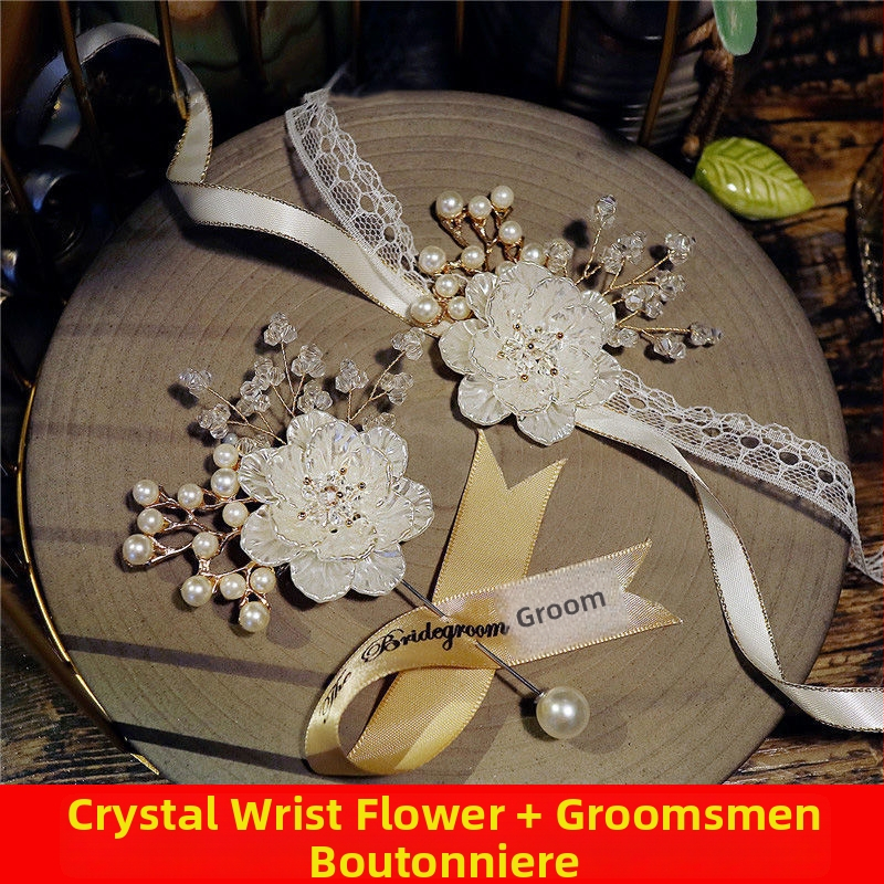 Korejas stilā meža tematikas kāzu boutonieres komplekts līgavai un līgavainim, kumu brošas, rokassprādzes kāzu dāvanām un māses rokas zieds (Stils: Korejas stils; Saturs: Kāzu boutonieres; Kum brošas; Rokassprādzes kāzu dāvanām; Māses rokas zieds)