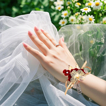 Līgavas rokassprādze — pērlīšu zīds, kāzu aksesuārs, ķīniešu stils, bez personalizācijas