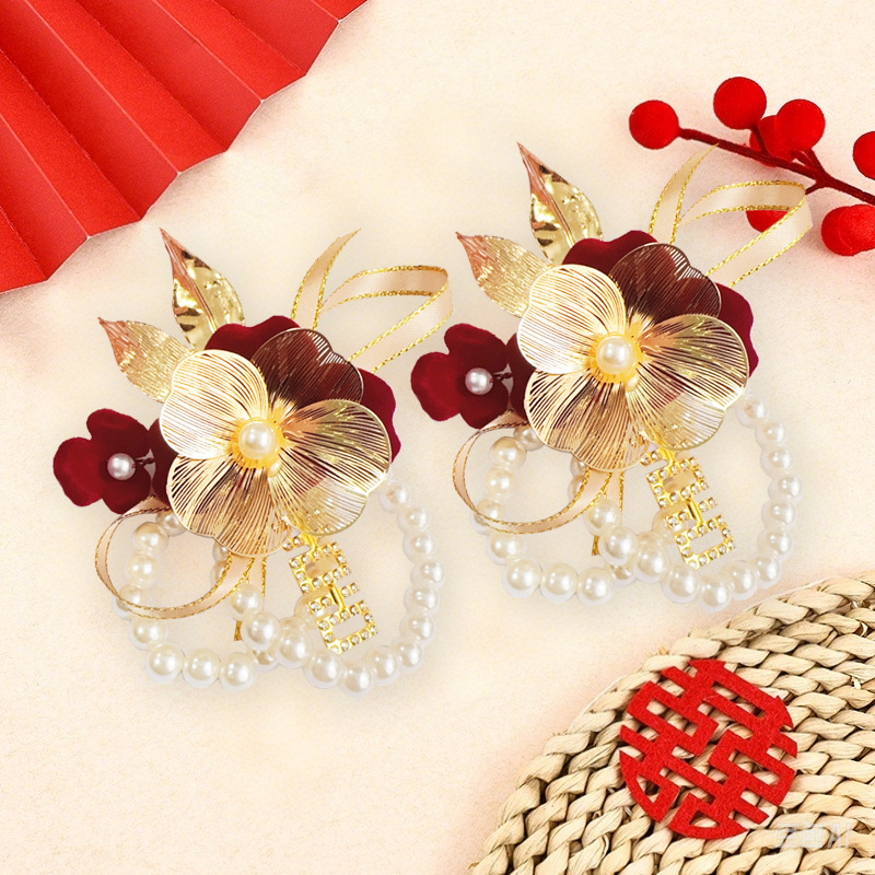 Līgavas rokassprādze — pērlīšu zīds, kāzu aksesuārs, ķīniešu stils, bez personalizācijas