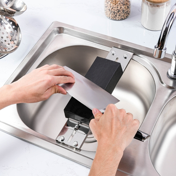 Nerūdijančio plieno laikiklis šlifavimo akmeniui prie praustuvo – reguliuojamas, fiksuotas akmuo, virtuvė