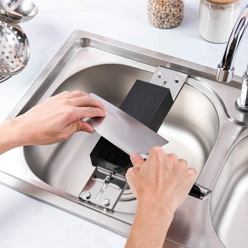 Nerūdijančio plieno laikiklis šlifavimo akmeniui prie praustuvo – reguliuojamas, fiksuotas akmuo, virtuvė