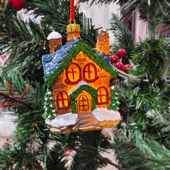 Gyanta medál – karácsonyi hóház dizájn, karácsonyi stílus, dekorációhoz