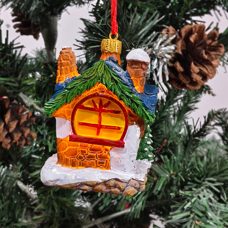 Gyanta medál – karácsonyi hóház dizájn, karácsonyi stílus, dekorációhoz