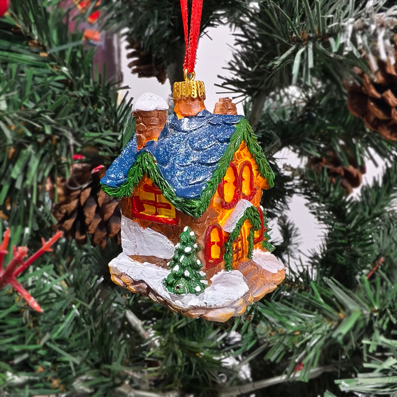 Gyanta medál – karácsonyi hóház dizájn, karácsonyi stílus, dekorációhoz