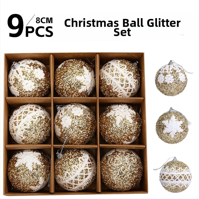 Blue Run plastinis Kalėdų kamuoliukų rinkinys, dažytas, klasikinis stilius, spauda