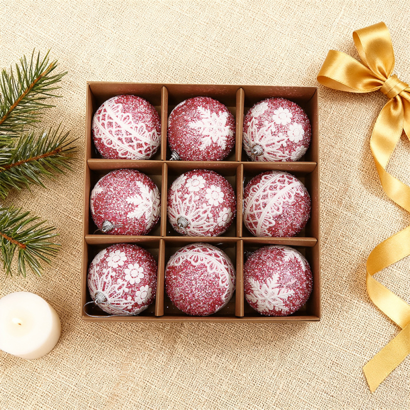 Blue Run πλαστικό σετ χριστουγεννιάτικων μπαλών (βαμμένες, κλασικό στυλ, εκτύπωση κατασκευής)