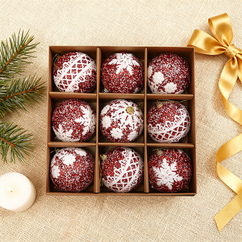 Blue Run πλαστικό σετ χριστουγεννιάτικων μπαλών (βαμμένες, κλασικό στυλ, εκτύπωση κατασκευής)