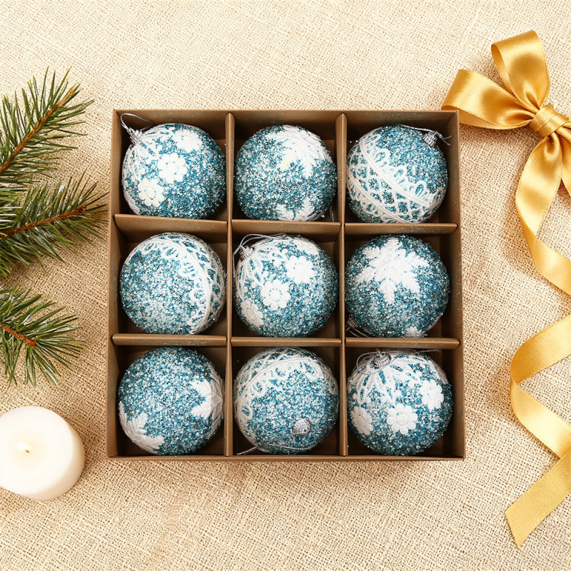 Blue Run πλαστικό σετ χριστουγεννιάτικων μπαλών (βαμμένες, κλασικό στυλ, εκτύπωση κατασκευής)