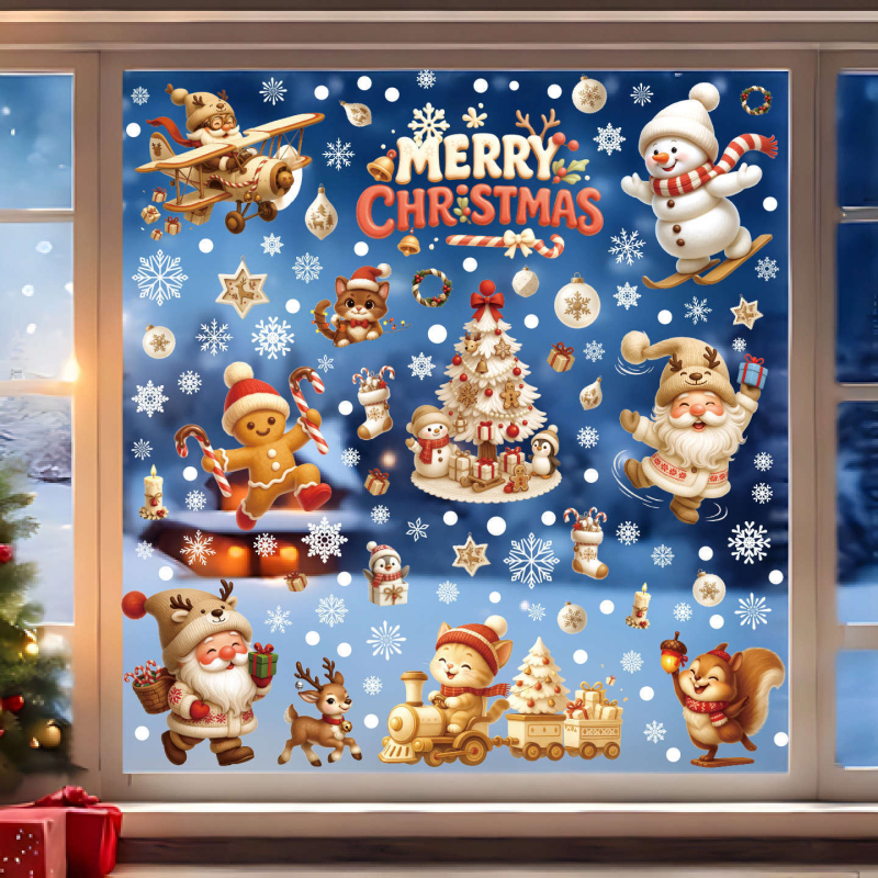 PVC anyagú karácsonyi dekorációs matrica, Xinying márka, karácsonyi stílus, alkalmas karácsonyra
