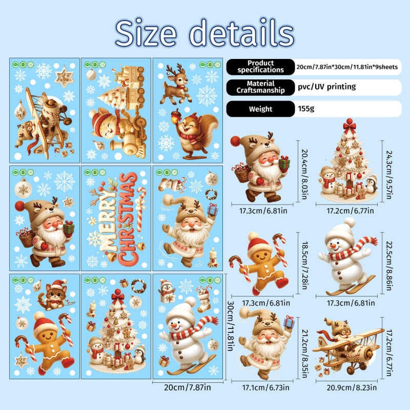 PVC anyagú karácsonyi dekorációs matrica, Xinying márka, karácsonyi stílus, alkalmas karácsonyra