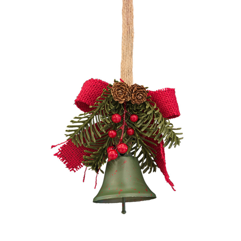 Висулка за Коледно дърво: камбанка, панделка и шишарка, минималистичен стил, метална изработка, Bolin