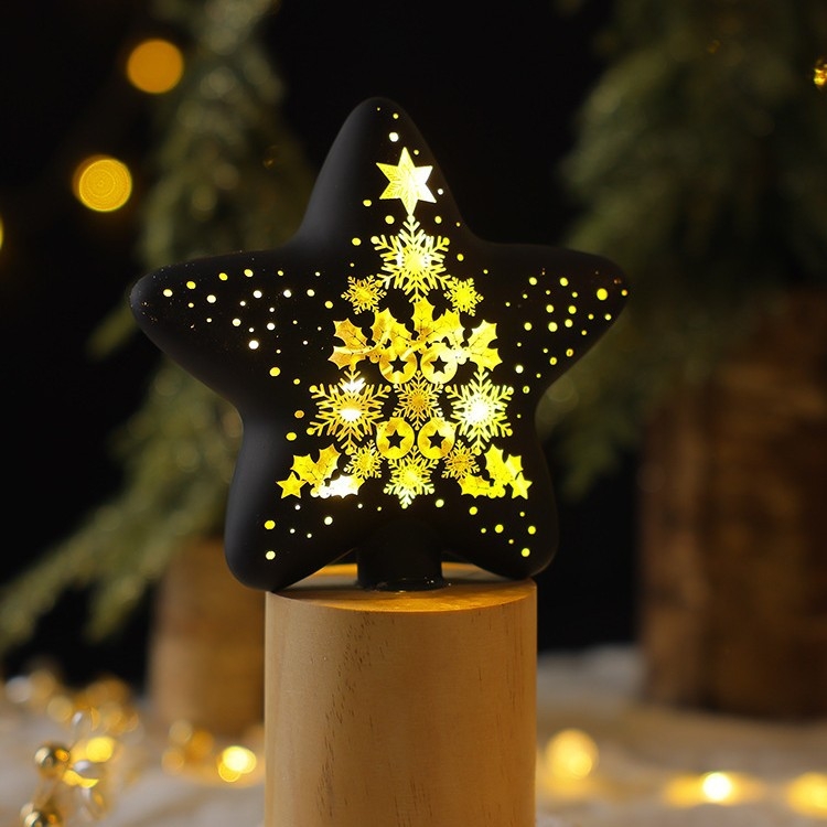 Božićna stolna ukrasna figura - Svjetleća kućica s imitacijom porculana, staklo (Materijal: staklo; Marka: Mingzhi glass; Pogodno za: Božić)