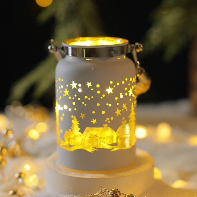 Božićna stolna ukrasna figura - Svjetleća kućica s imitacijom porculana, staklo (Materijal: staklo; Marka: Mingzhi glass; Pogodno za: Božić)