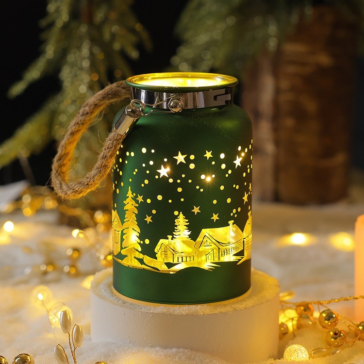 Božićna stolna ukrasna figura - Svjetleća kućica s imitacijom porculana, staklo (Materijal: staklo; Marka: Mingzhi glass; Pogodno za: Božić)