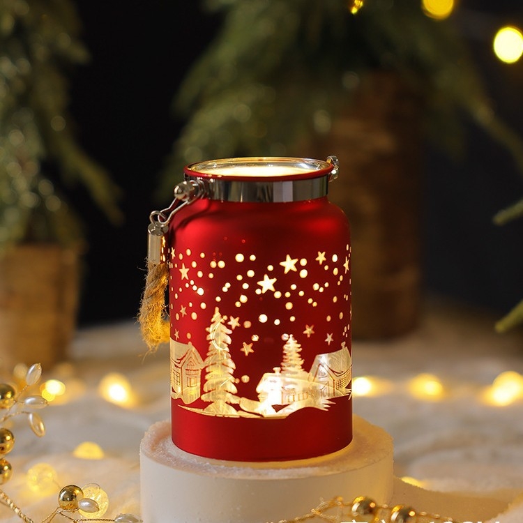 Božićna stolna ukrasna figura - Svjetleća kućica s imitacijom porculana, staklo (Materijal: staklo; Marka: Mingzhi glass; Pogodno za: Božić)