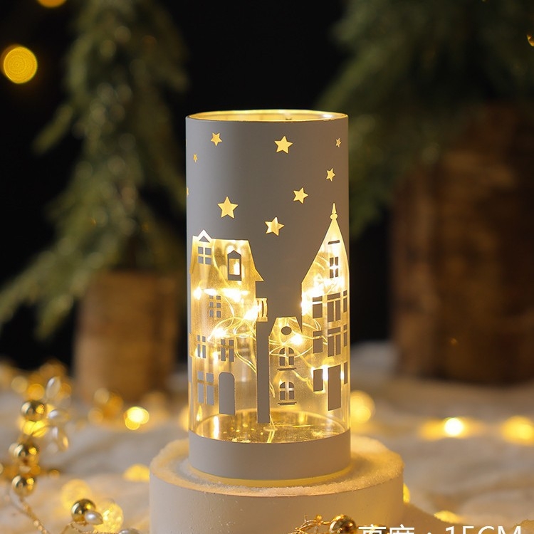 Božićna stolna ukrasna figura - Svjetleća kućica s imitacijom porculana, staklo (Materijal: staklo; Marka: Mingzhi glass; Pogodno za: Božić)