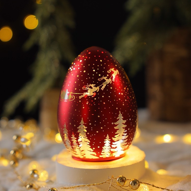 Božićna stolna ukrasna figura - Svjetleća kućica s imitacijom porculana, staklo (Materijal: staklo; Marka: Mingzhi glass; Pogodno za: Božić)