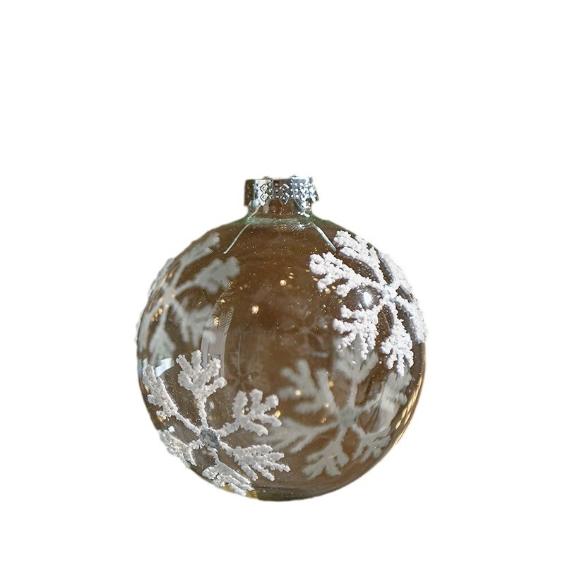 Läbipaistev klaasist jõulukaunistus kristallglitteriga – käsitöö, kaasaegne minimalistlik stiil; kingitus kolleegidele ja sõpradele